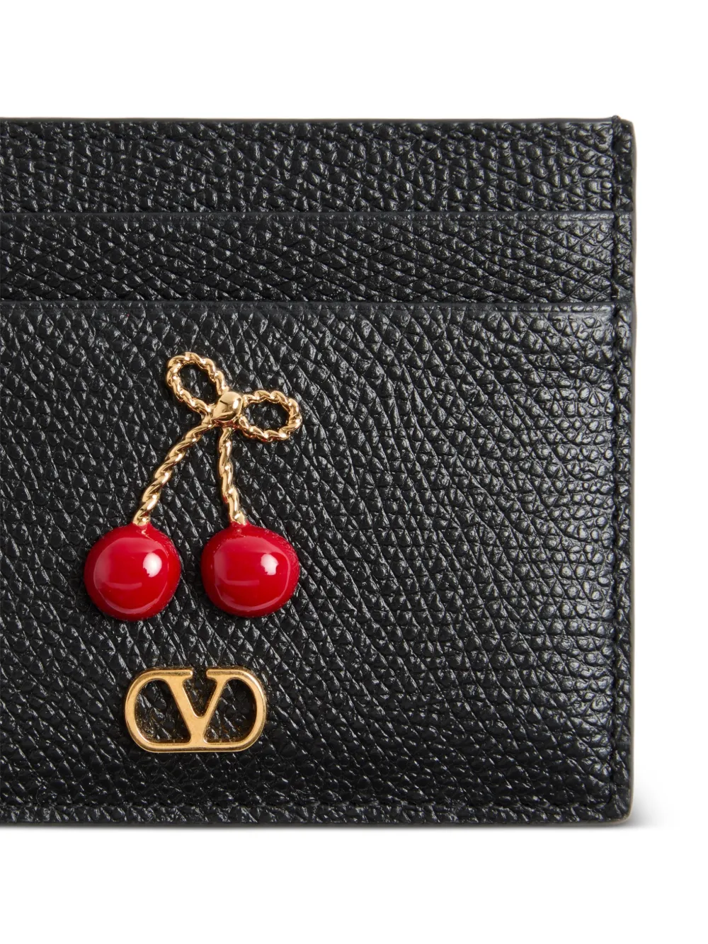 Valentino Garavani Cherryfic pasjeshouder van bewerkt kalfsleer Zwart
