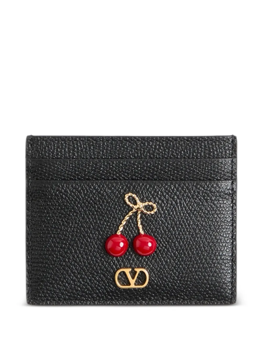 Valentino Garavani Cherryfic cardholder in grainy calfskin - Nero