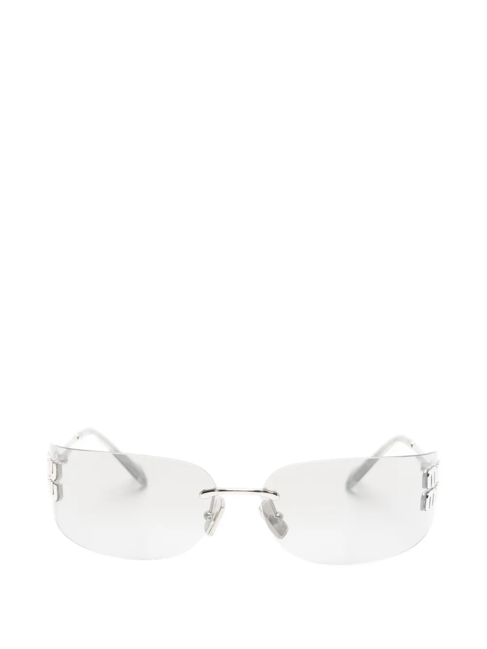 Miu Miu Eyewear logo-embellished rimless sunglasses - Argento