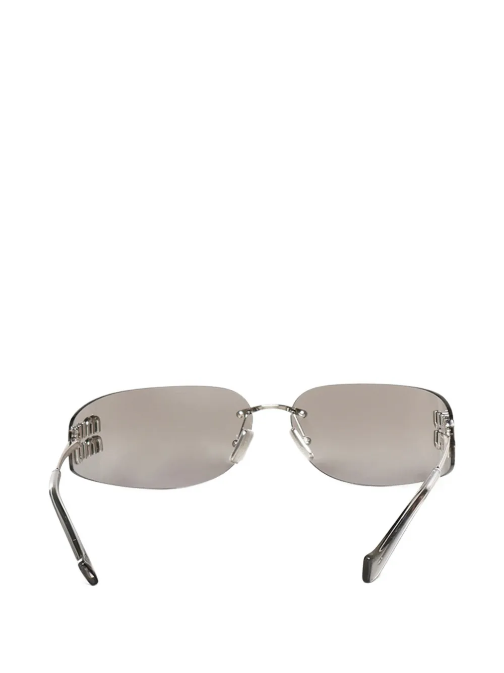 Miu Eyewear Zonnebril met randloos montuur en logo Zilver