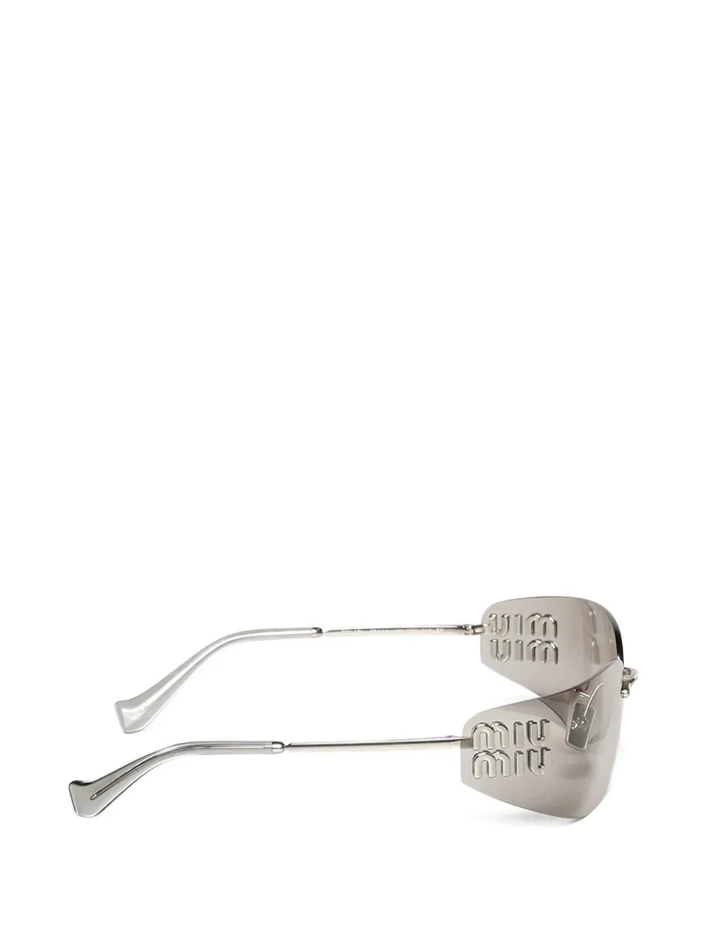 Miu Eyewear Zonnebril met randloos montuur en logo Zilver