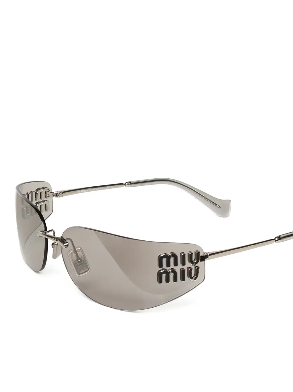Miu Eyewear Zonnebril met randloos montuur en logo Zilver