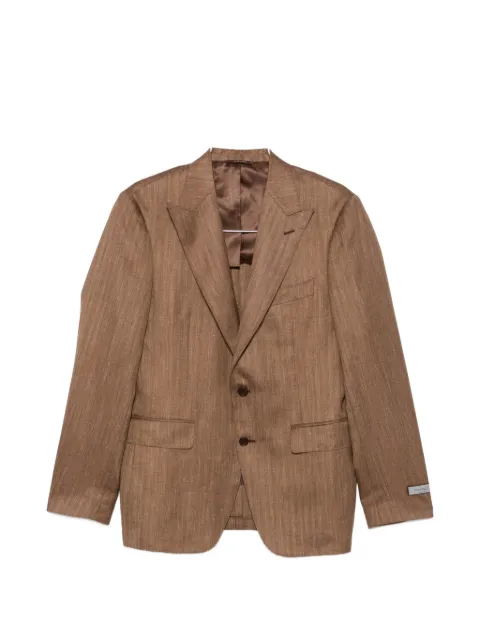 Canali herringbone-pattern notch-lapels blazer