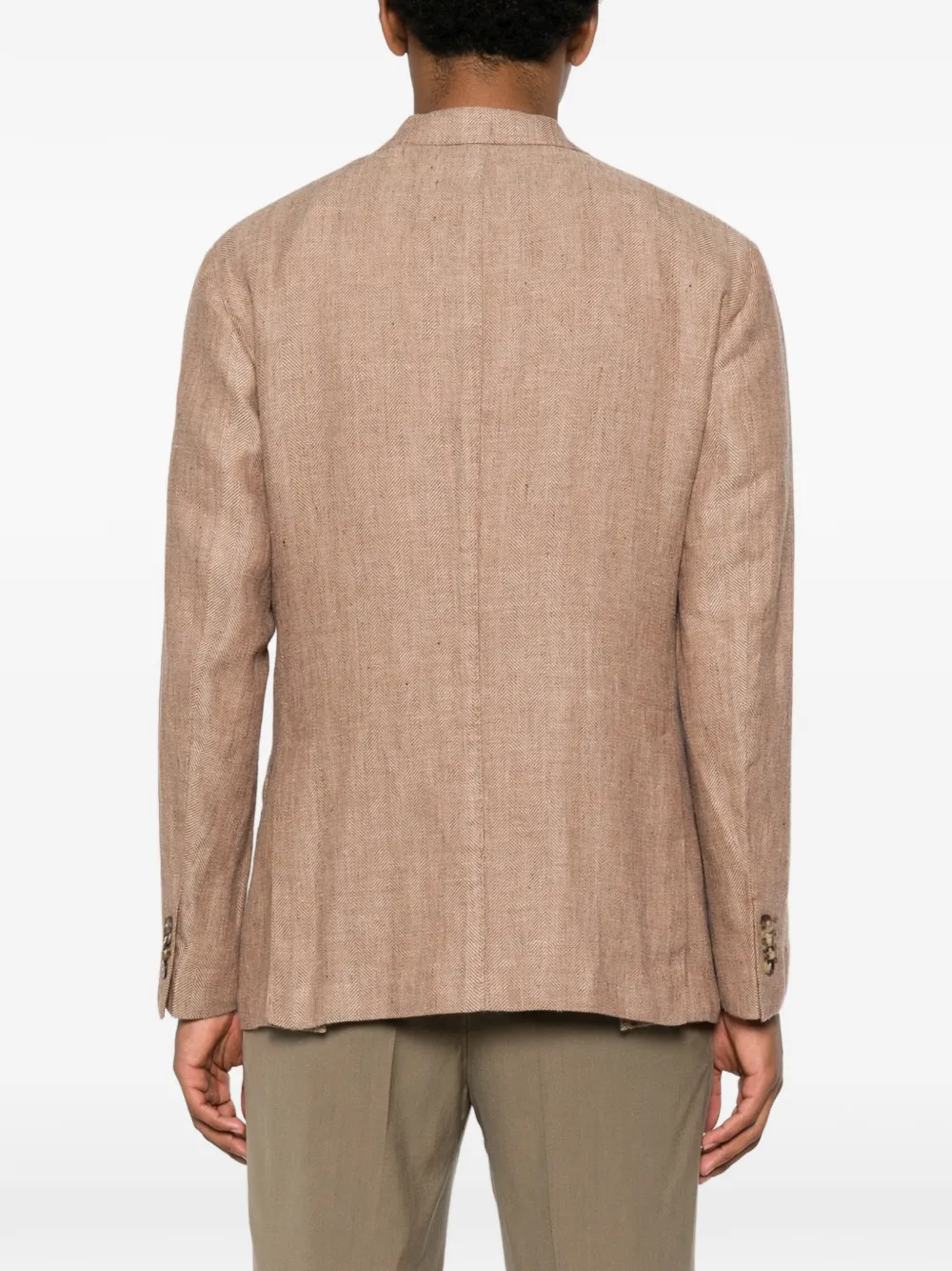 Boglioli Blazer met enkele rij knopen en visgraatpatroon Bruin