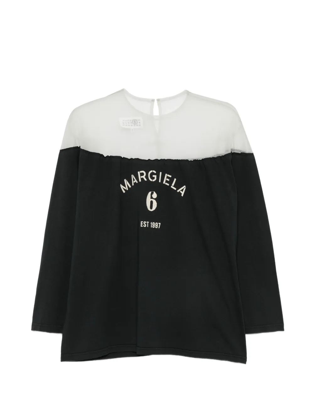 MM6 Maison Margiela logo-print sheer-panel T-shirt - Nero