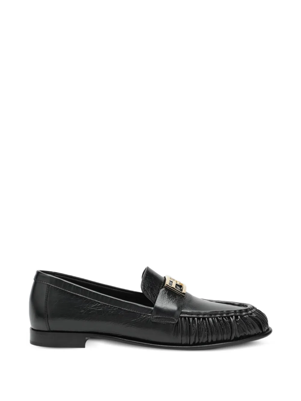 FENDI FF logo ruched loafers Zwart