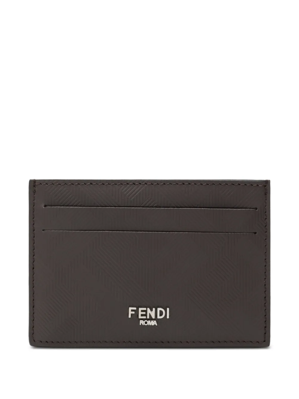 FENDI logo-plaque textured cardholder - Braun