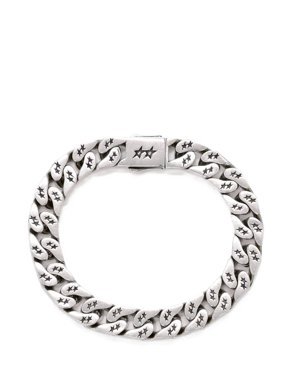 Twojeys Cuban Star-engraved Curb-link Bracelet In Silver