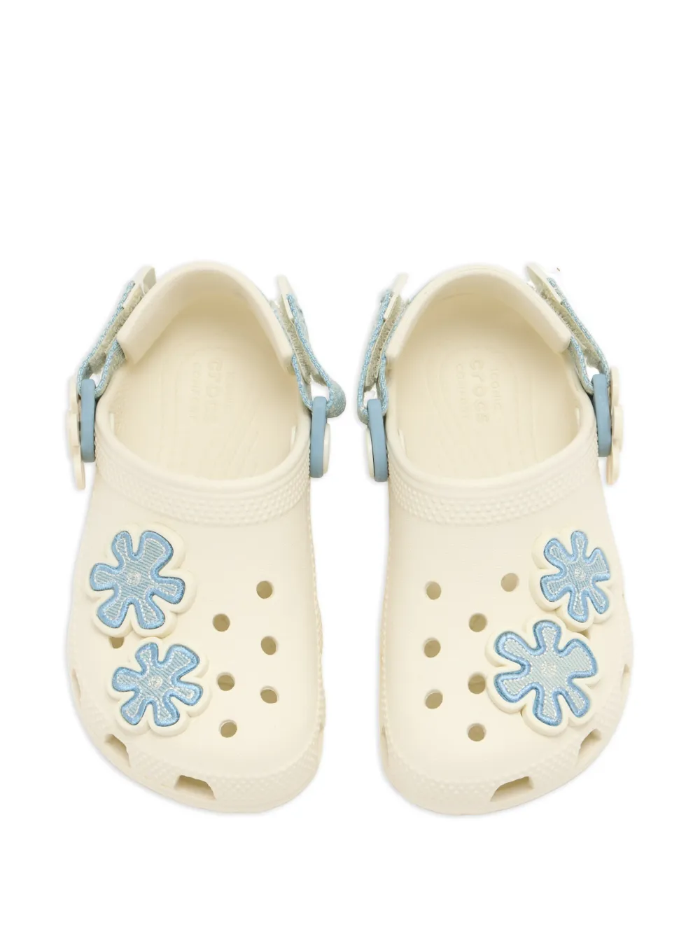 Crocs Kids Klompen met klittenband en bloemenpatch Wit