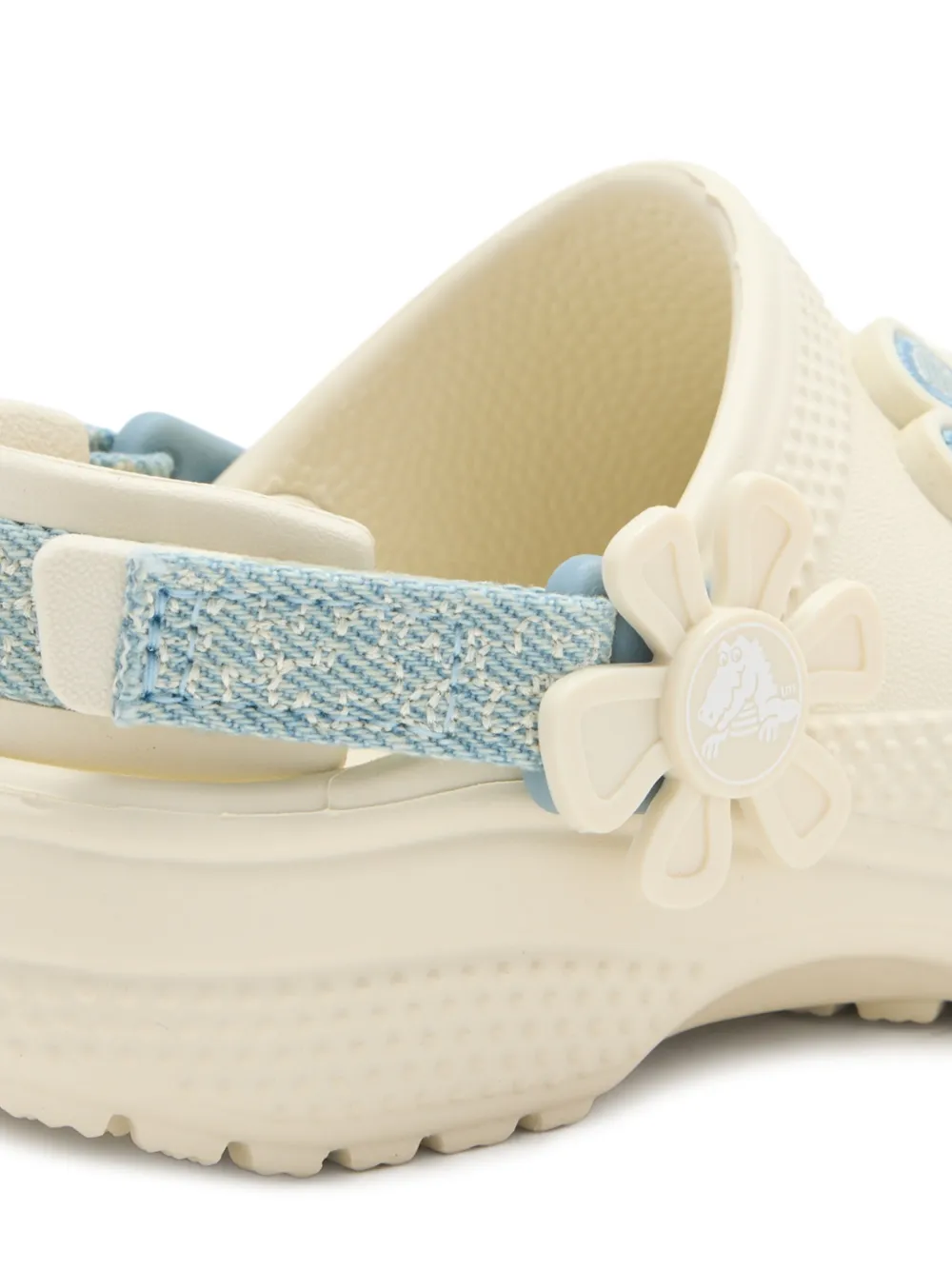 Crocs Kids Klompen met klittenband en bloemenpatch Wit