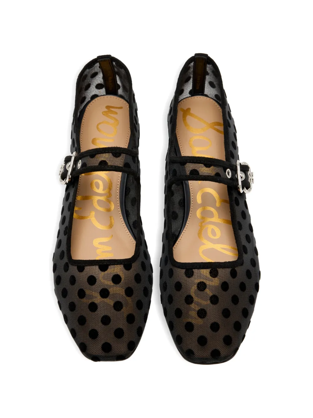 Sam Edelman polka-dot mesh ballet flats Zwart
