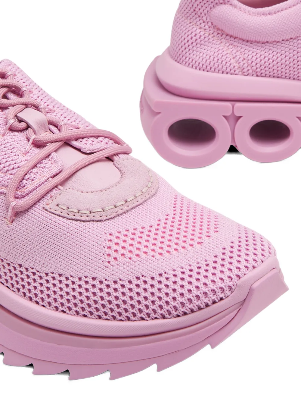 Ferragamo Gancini-sole knit sneakers Roze
