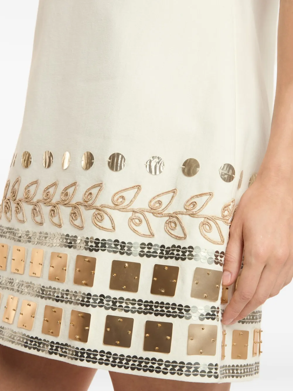 Cinq A Sept Verfraaide mini-jurk met uitgesneden details Beige