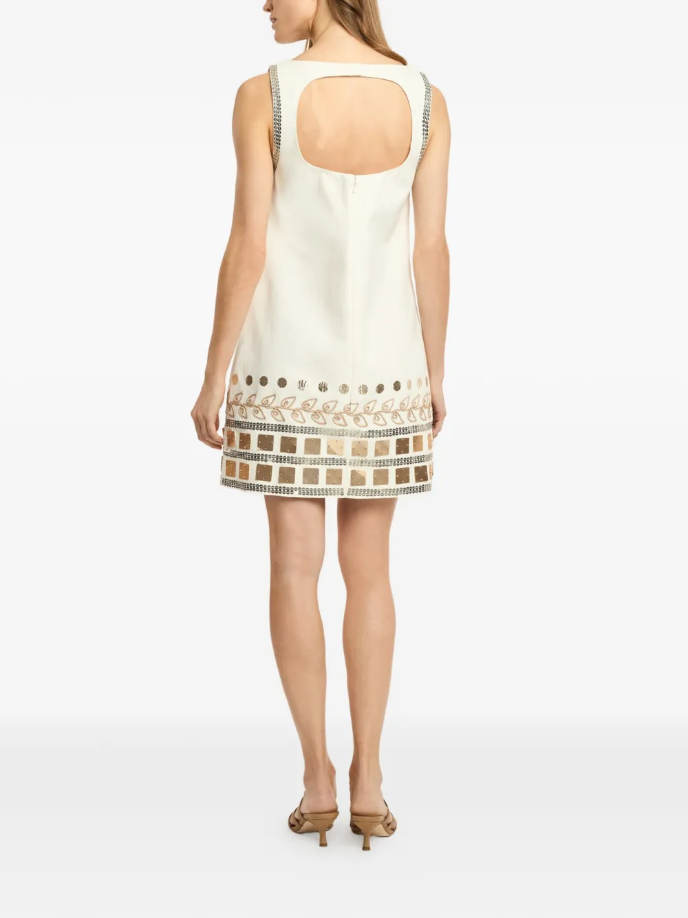 Cinq A Sept Verfraaide mini-jurk met uitgesneden details Beige