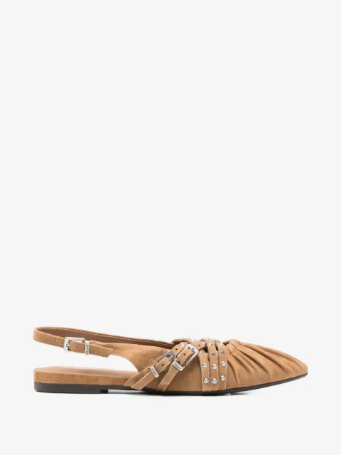 Ash studded ruched ballet flats