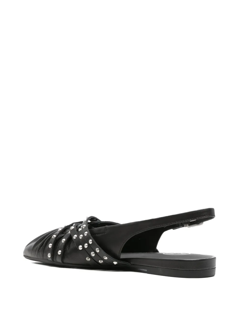 Ash studded ruched flat pumps Zwart