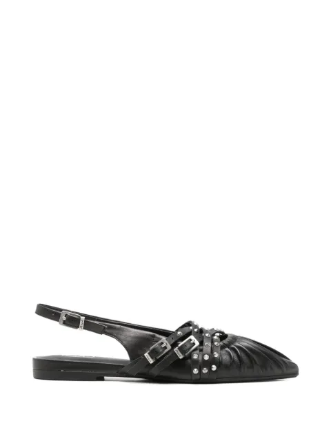 Ash studded ruched flat pumps