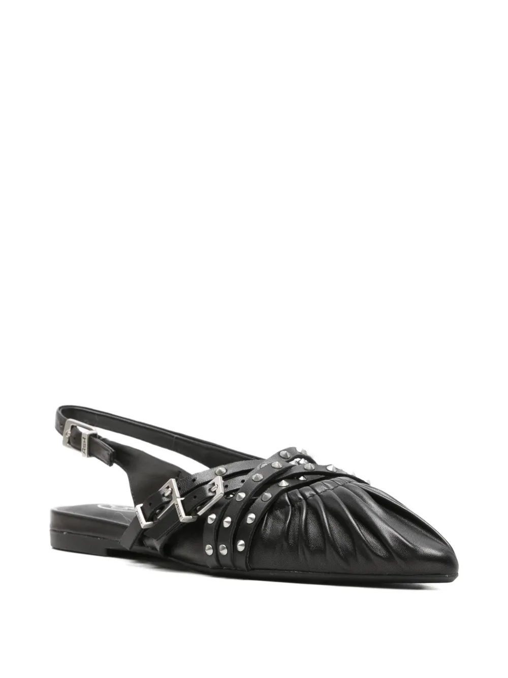 Ash studded ruched flat pumps Zwart