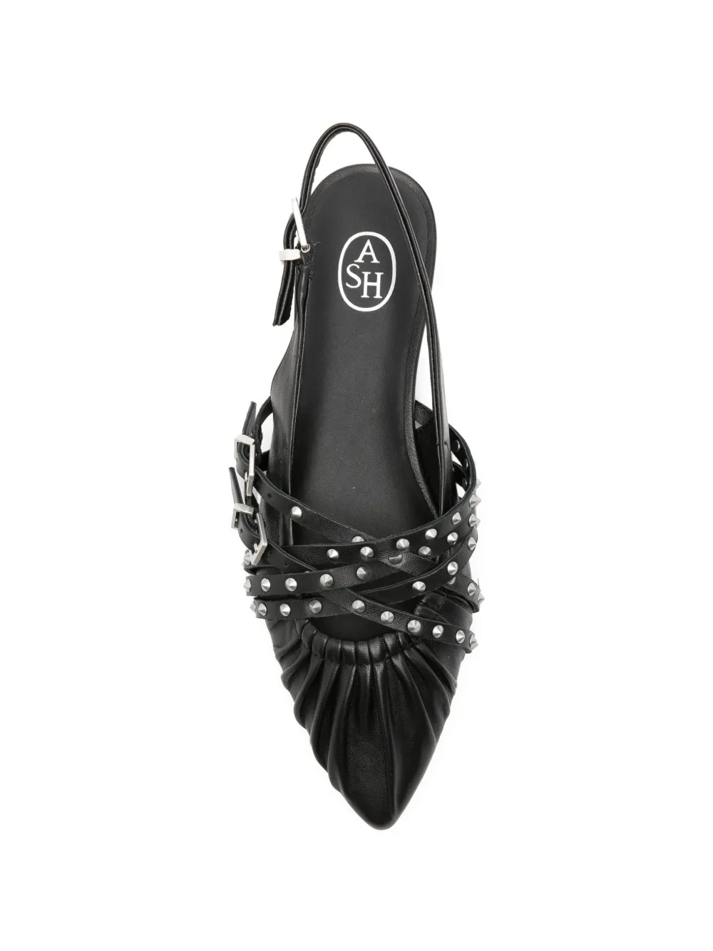 Ash studded ruched flat pumps Zwart