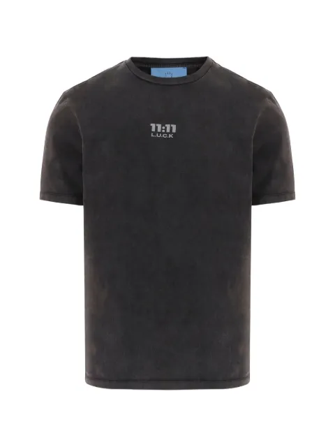 11 11 L.U.C.K. logo-print cotton T-shirt