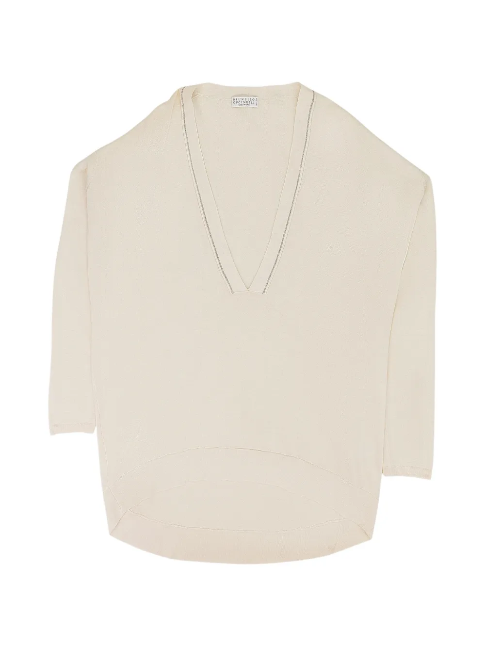 Brunello Cucinelli bead-trim V-neck sweater - Toni neutri