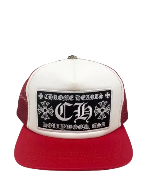 Chrome Hearts CH Hollywood logo-patch trucker hat