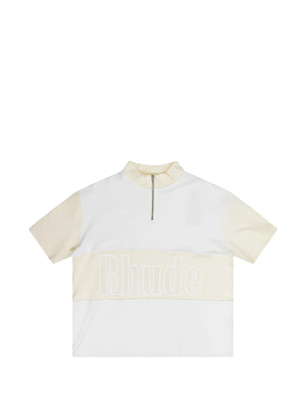 RHUDE panelled zip-neck T-shirt - Weiß