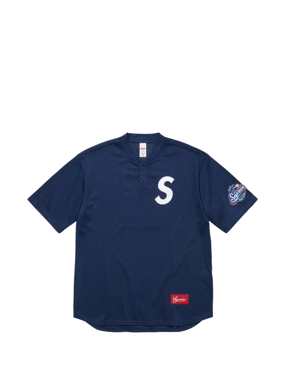 Supreme Logo Baseball Henley T-shirt - Blau