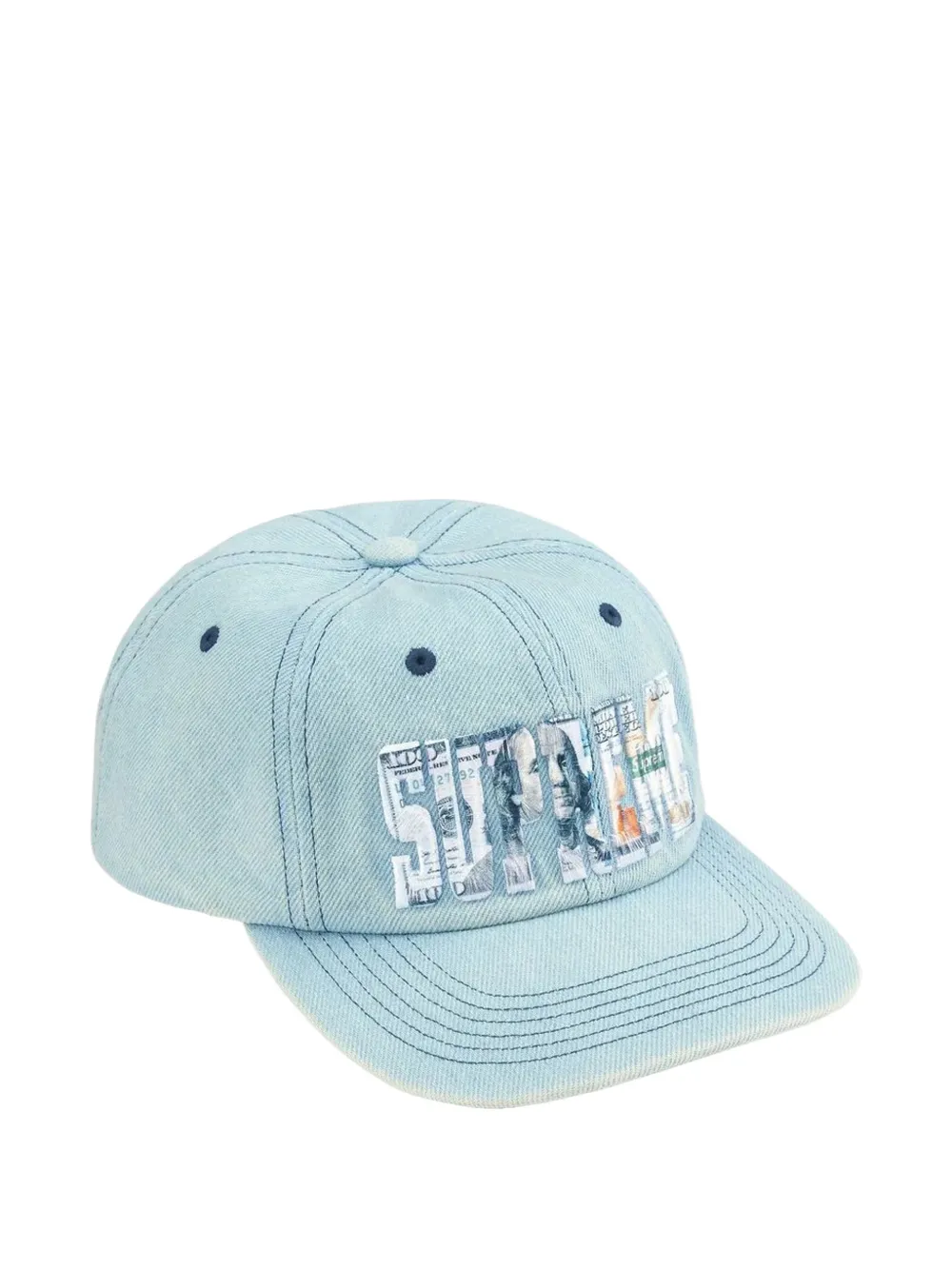 Supreme embroidered money logo 6-panel hat - Blu