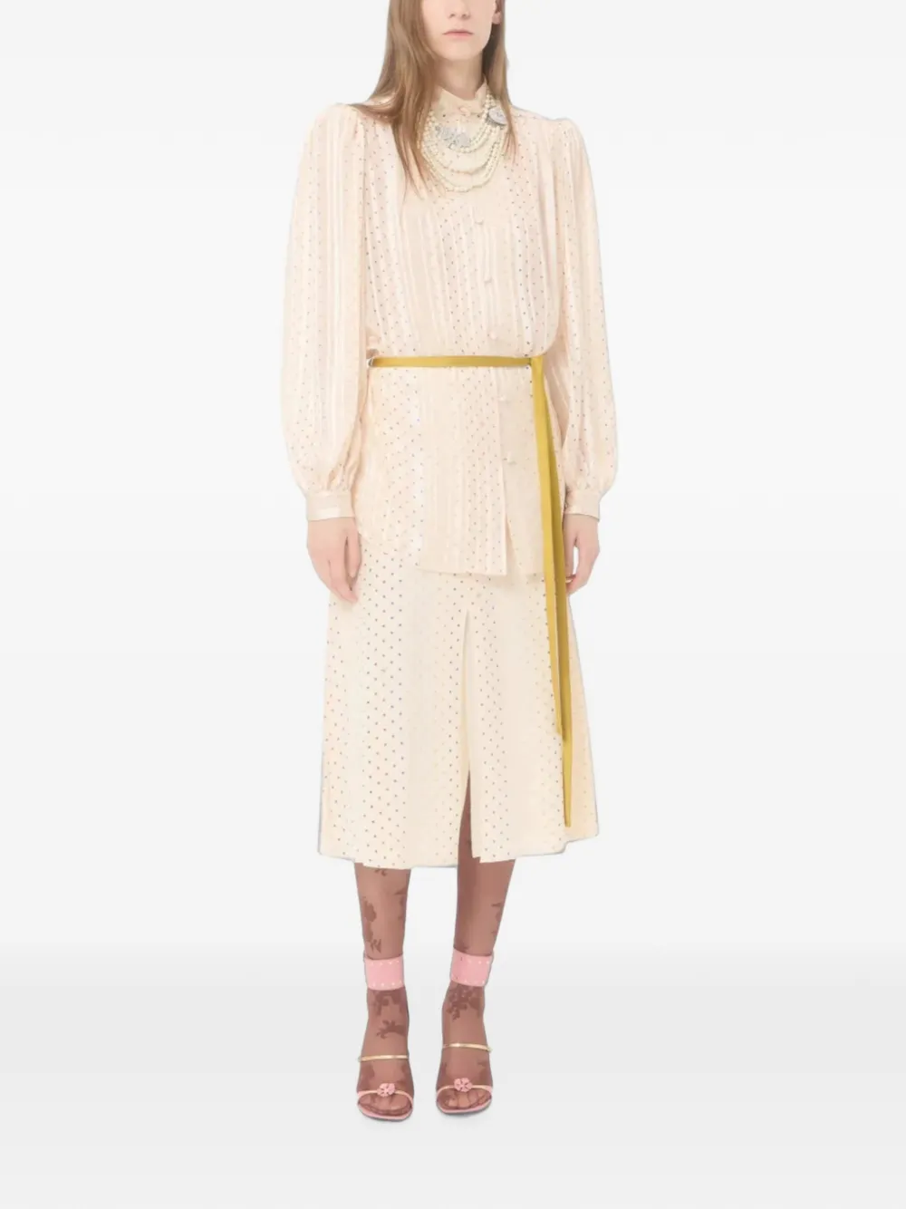 Valentino Garavani Rok met sterprint en split aan de voorkant Beige