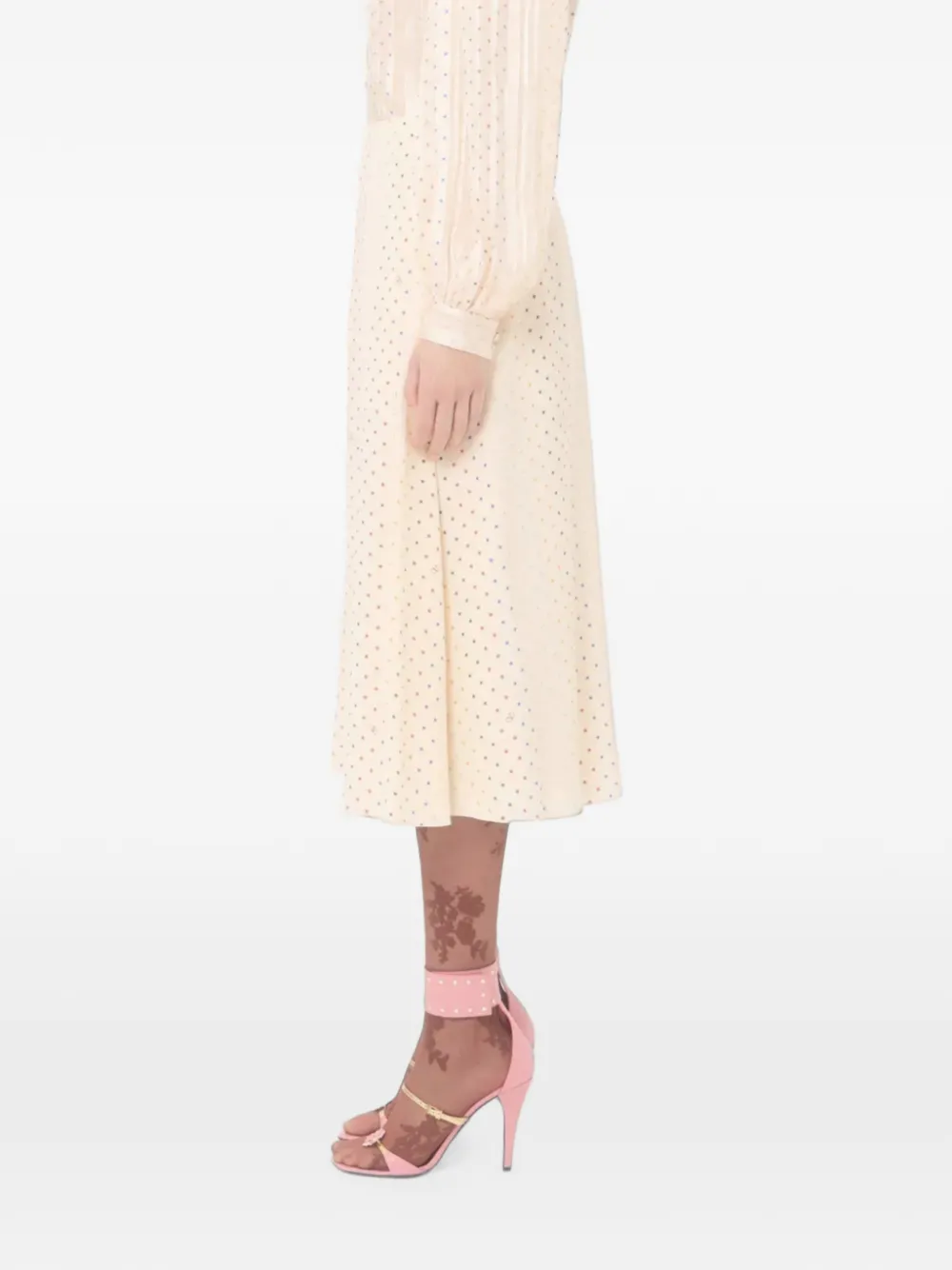Valentino Garavani Rok met sterprint en split aan de voorkant Beige