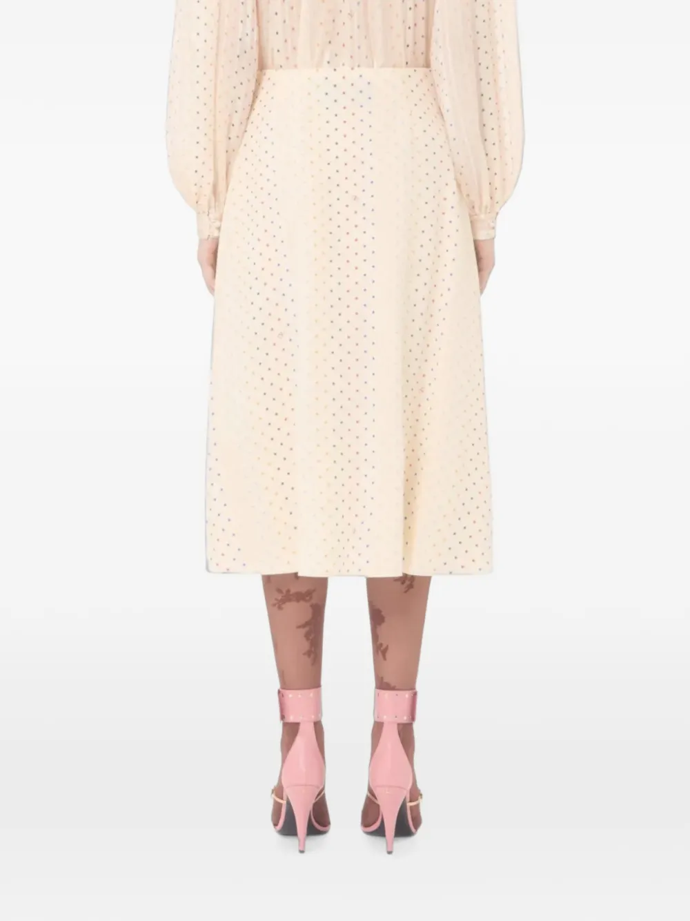 Valentino Garavani Rok met sterprint en split aan de voorkant Beige
