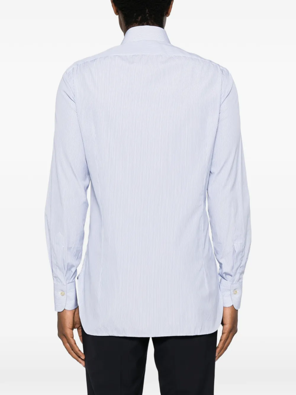 Kiton Gestreept katoenen overhemd Blauw