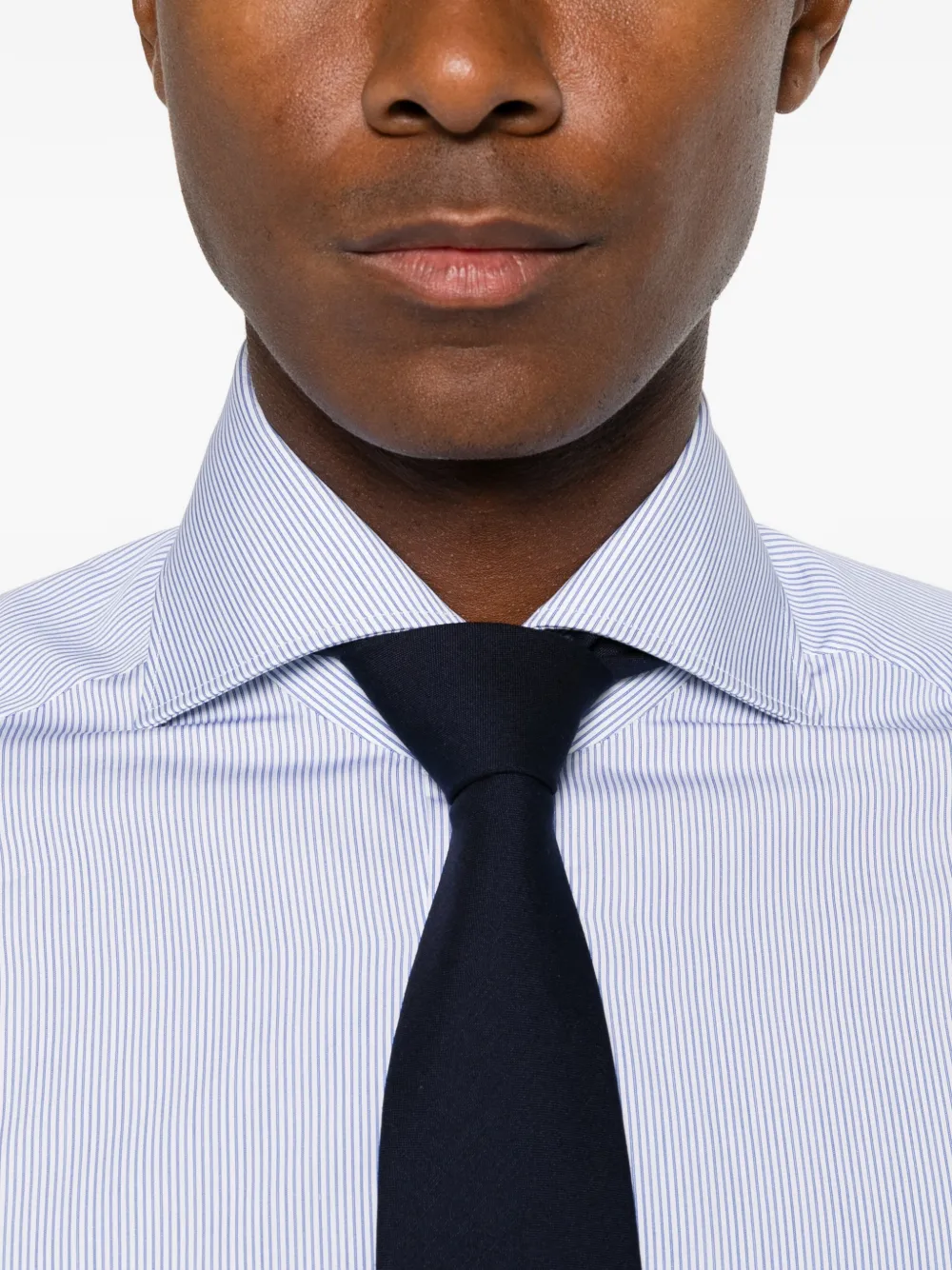 Kiton Gestreept katoenen overhemd Blauw