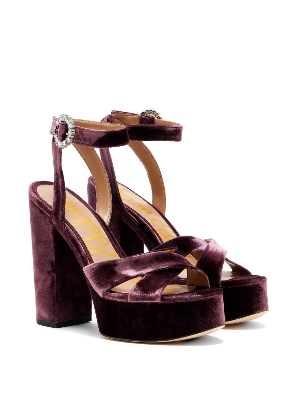Sam Edelman Savannah Glow crystal-buckle velvet sandals Paars