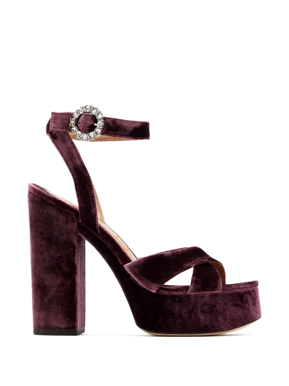 Sam Edelman Savannah Glow crystal-buckle velvet sandals Paars