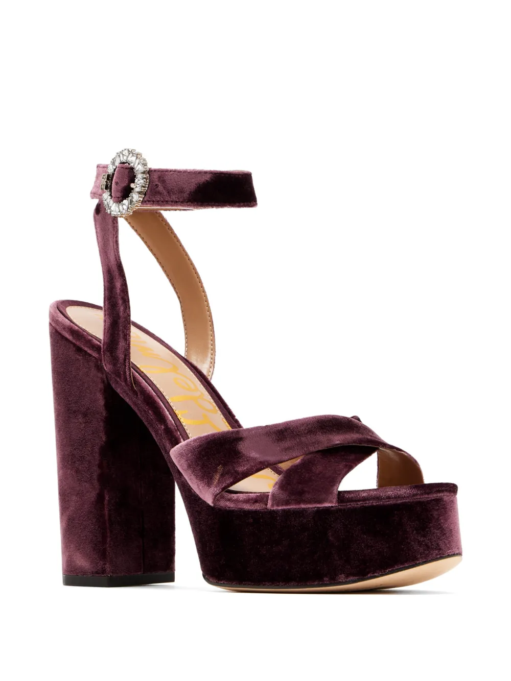 Sam Edelman Savannah Glow crystal-buckle velvet sandals Paars
