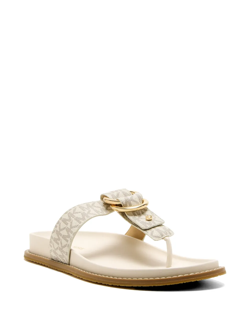 Michael Kors Jaden monogram-print ring-detail flip-flops Beige