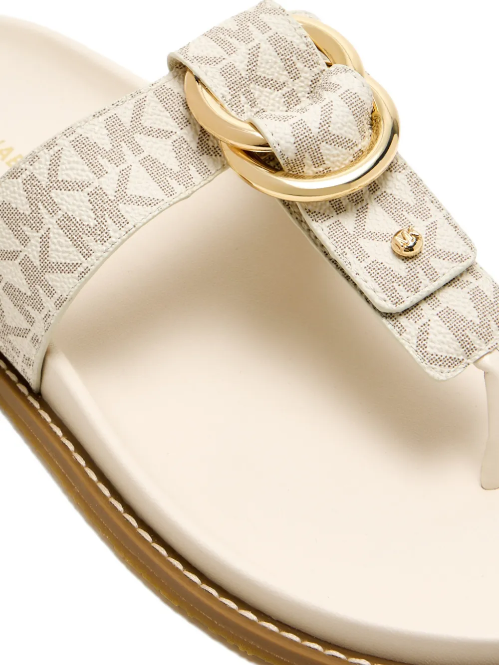 Michael Kors Jaden monogram-print ring-detail flip-flops Beige