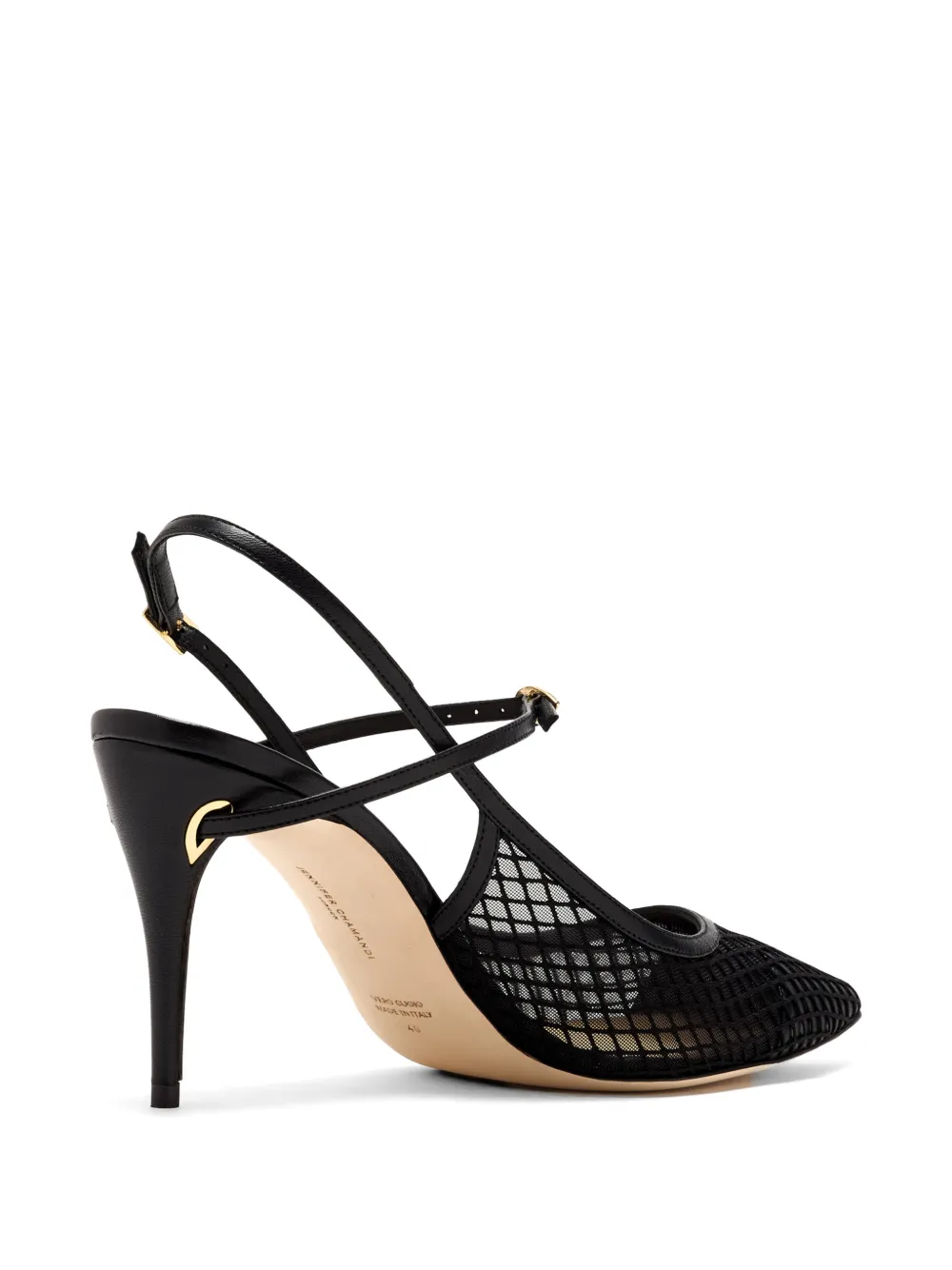 Jennifer Chamandi Edoardo 85 leren pumps met mesh vlakken Zwart