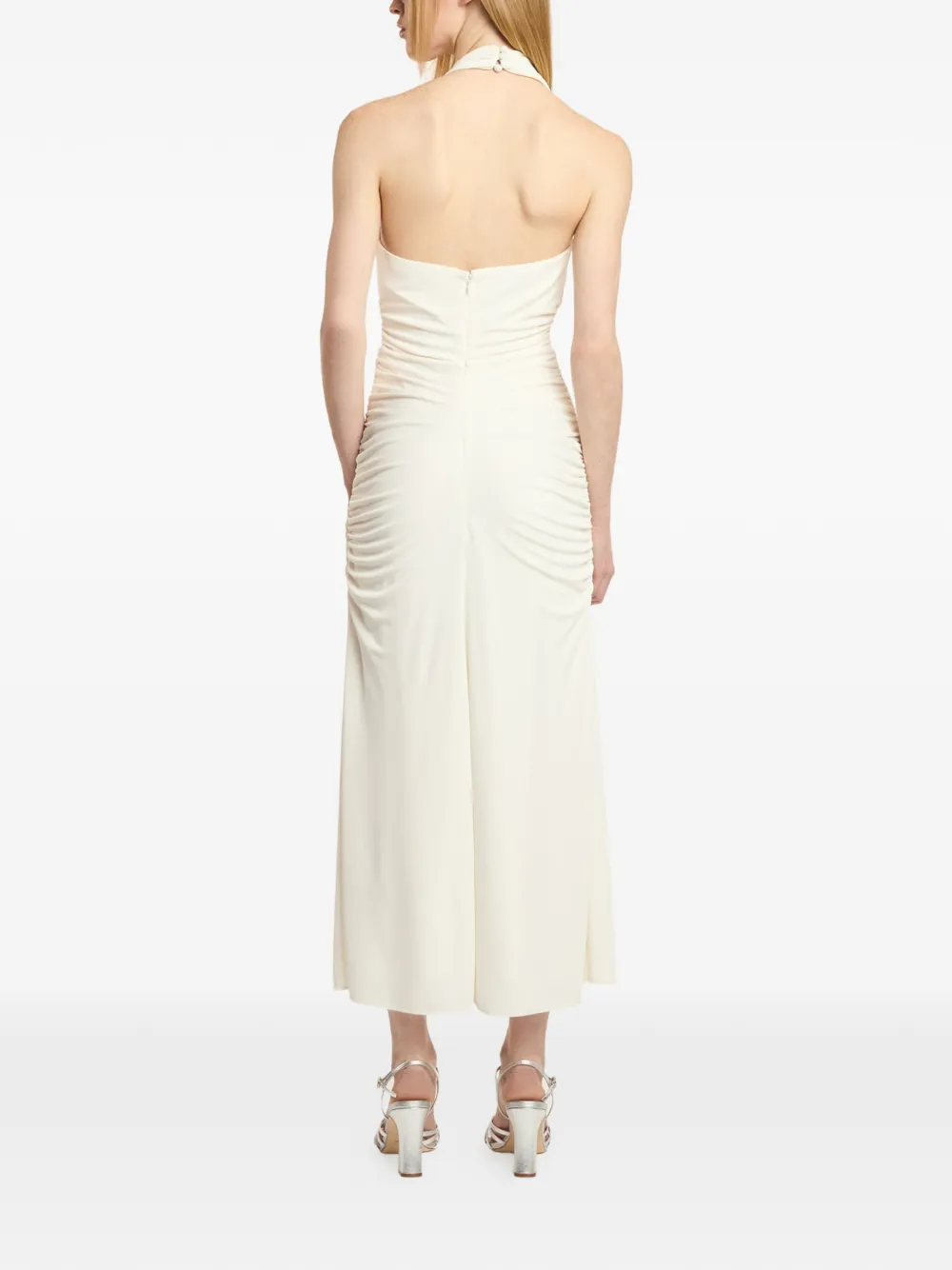 Cinq A Sept Kaia gedrapeerde jurk met ruches Beige