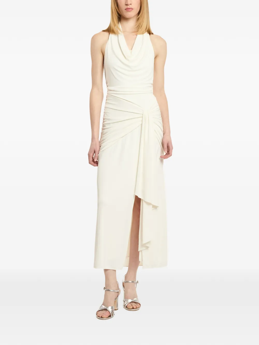 Cinq A Sept Kaia gedrapeerde jurk met ruches Beige