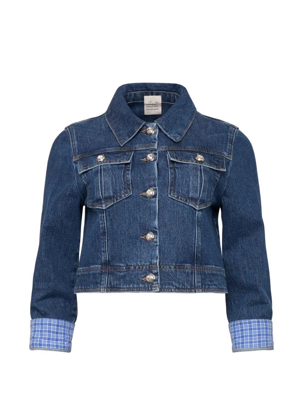 Cinq A Sept Giacca denim Lexie con polsini a quadri - Blu