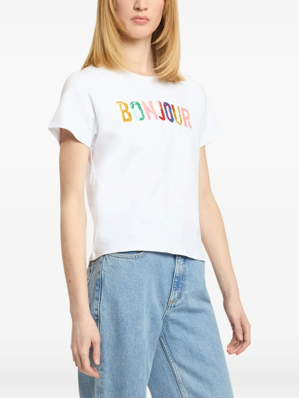 Cinq A Sept Bonjour T-shirt met print Wit