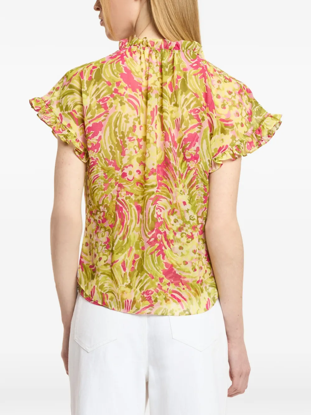Cinq A Sept Daisy Swirl Jenise top met ruches Groen