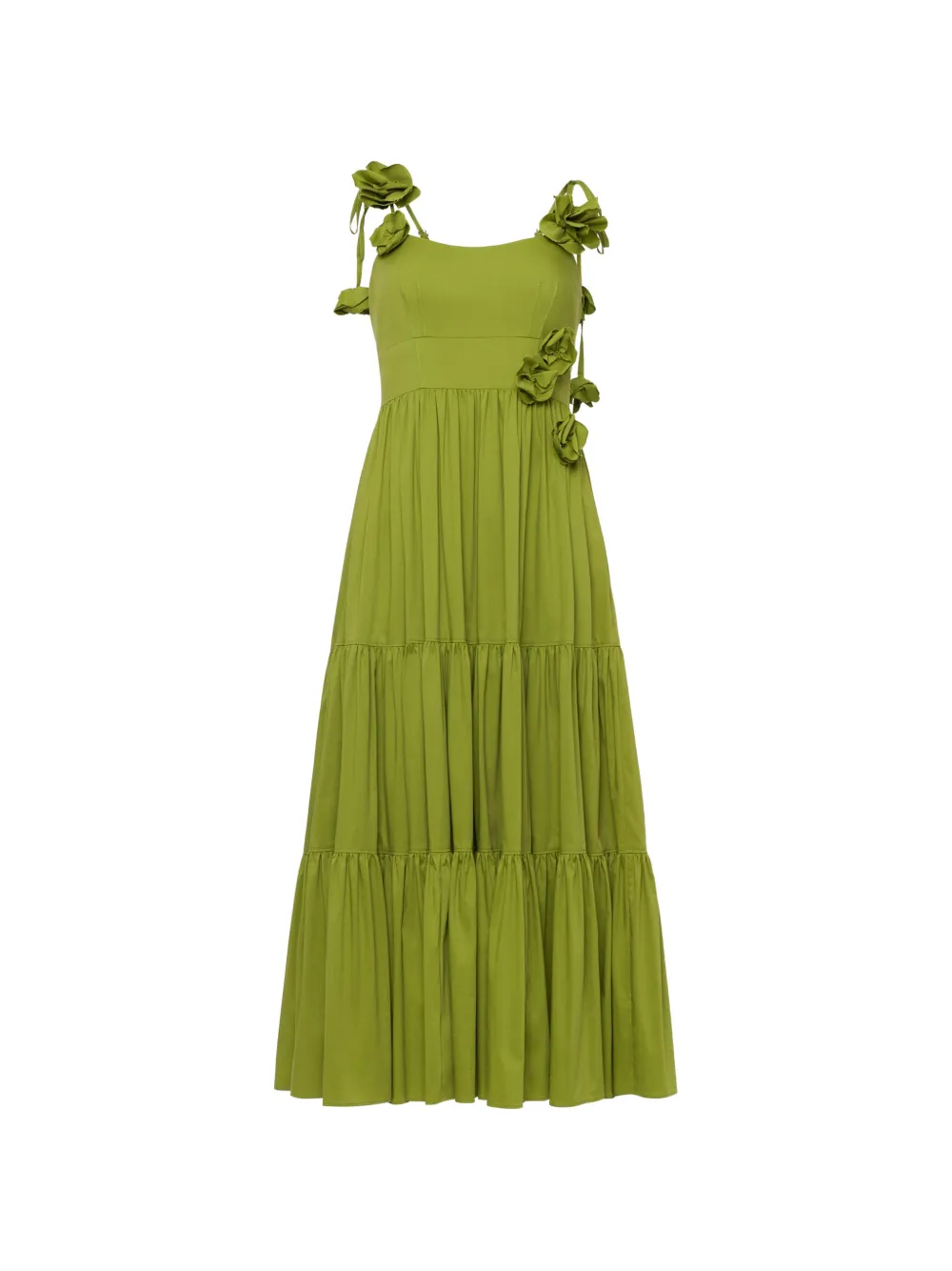 Cinq A Sept floral-appliqué tiered dress - Green