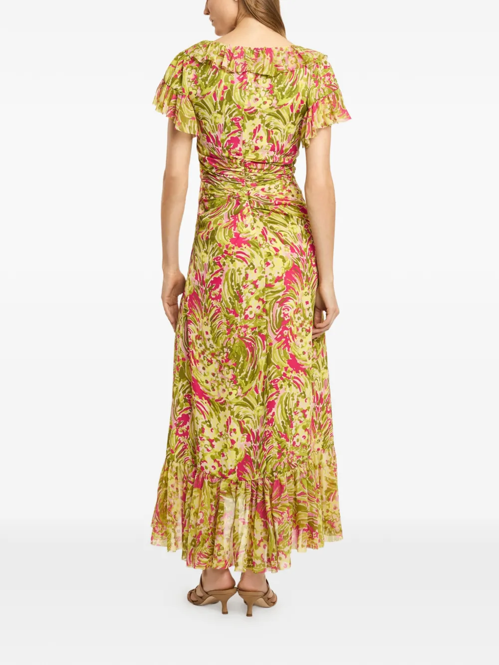 Cinq A Sept Daisy Swirl jurk met ruches Groen