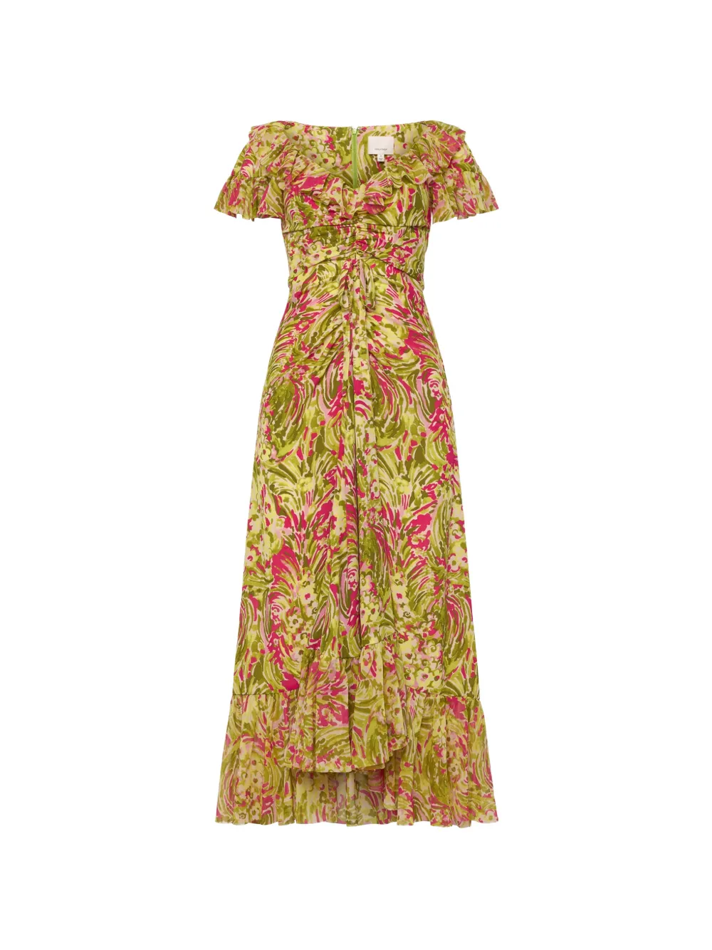 Cinq A Sept Daisy Swirl ruffled dress - Verde