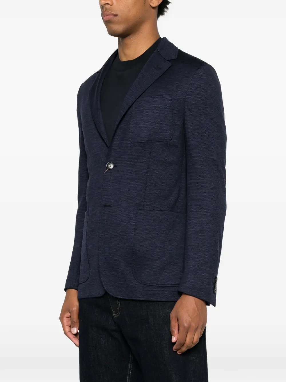 Canali Wollen blazer met opgestikte zak Blauw