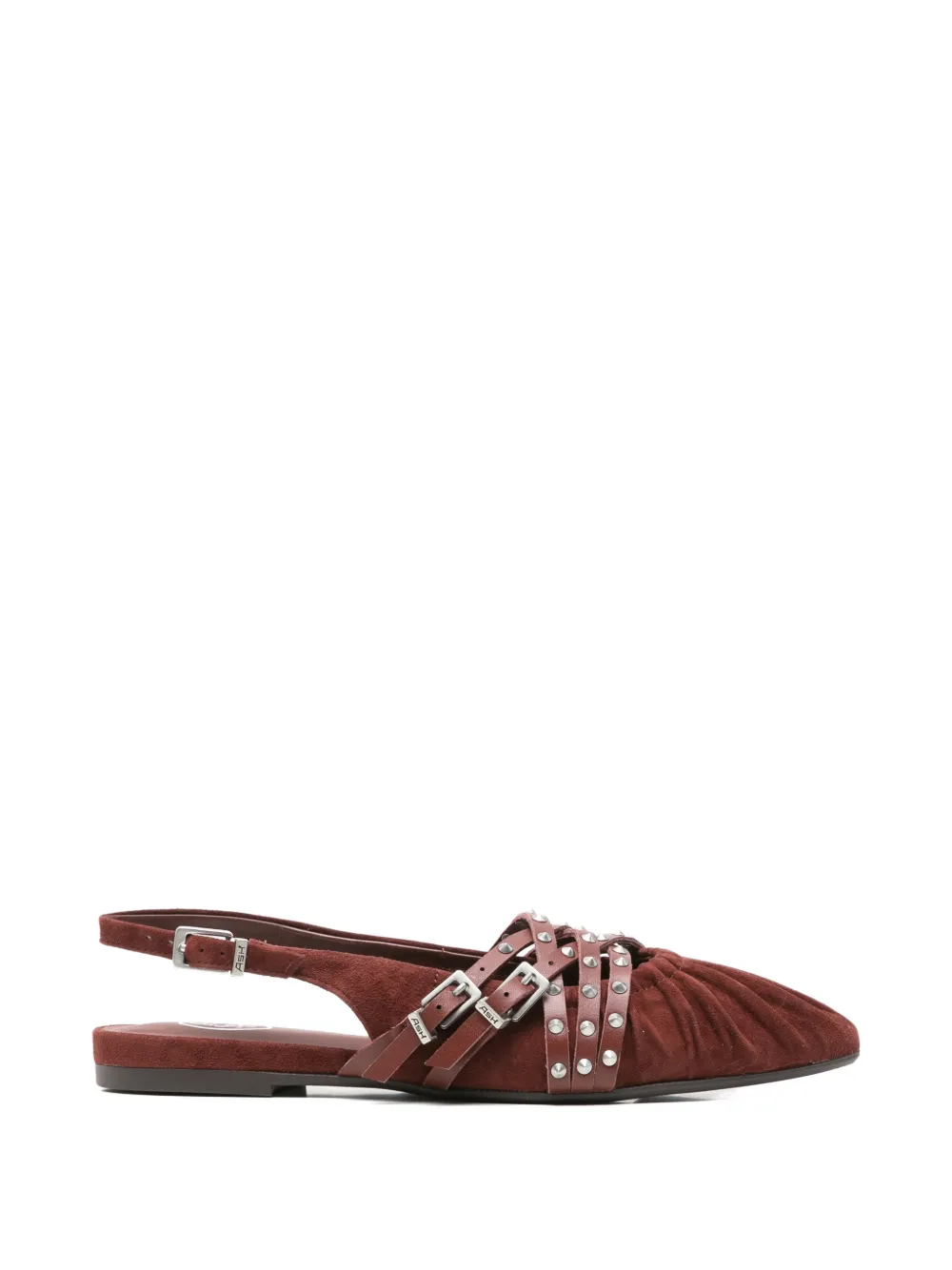 Ash studded buckled flat pumps Rood